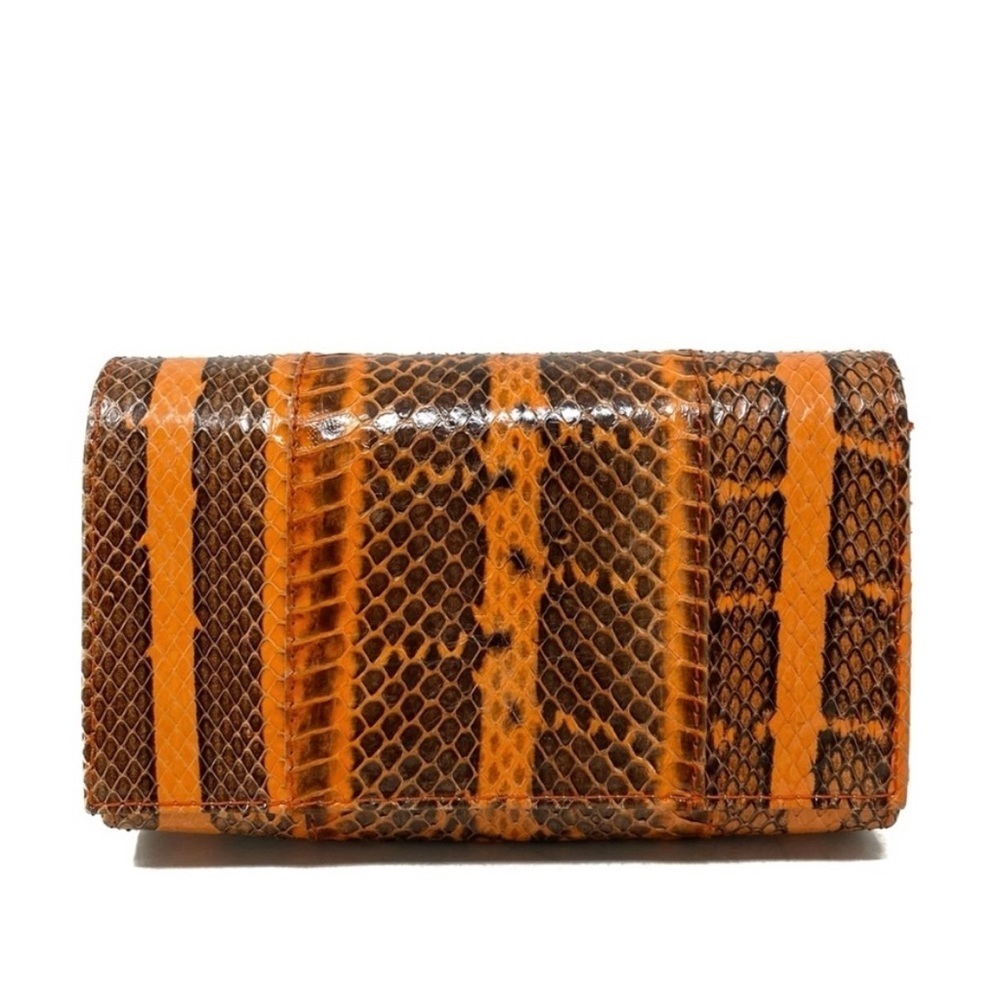 NWT Carlos Falchi Orange Snakeskin Bag w/ Chain Strap | Luxe Exotic Statement